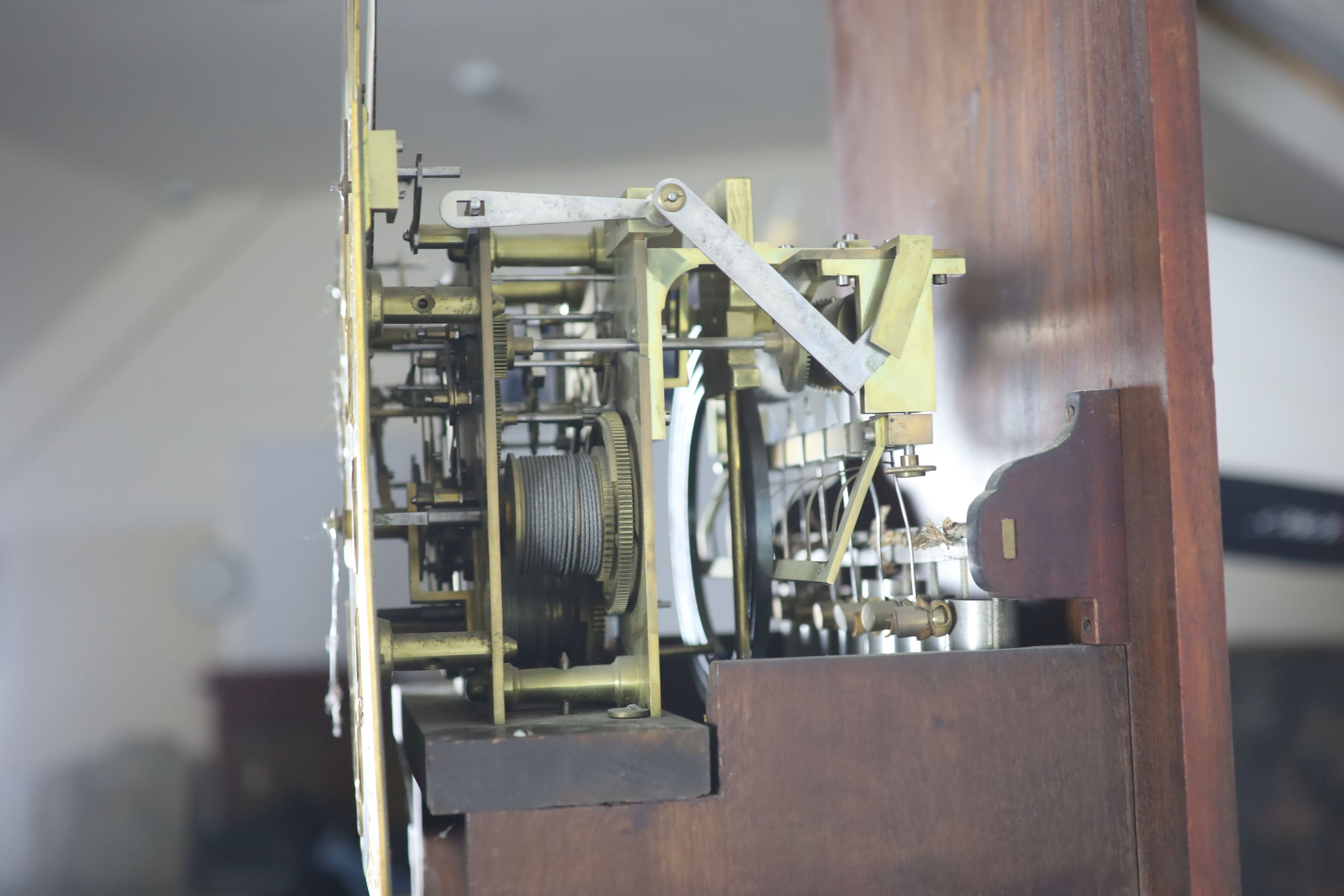 A late Victorian mahogany chiming longcase clock, H 248 W 56cm.